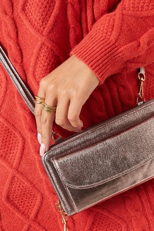 Pochette en cuir PU métallisé avec poche avant Fuchsia Polyuréthane h5 Image5
